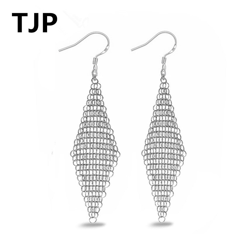Popular Women Long Earrings Jewelry For Party Vintage 925 Sterling Silver Dangle Earrings For Girl Lady Engagement Gift