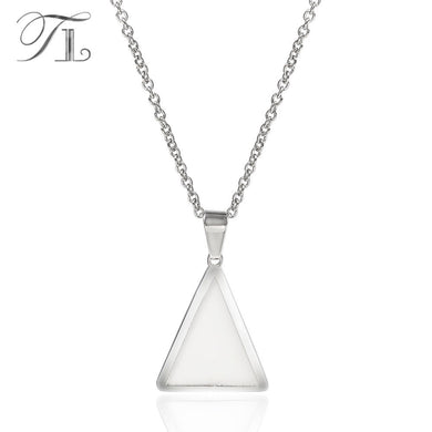 New Simple Ceramic Pendant & Necklace for Women White/Black/Pink Ceramic Stainless Steel Triangle Female Necklace For Wedding
