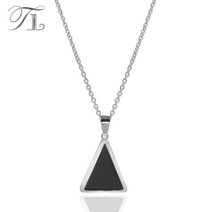 New Simple Ceramic Pendant & Necklace for Women White/Black/Pink Ceramic Stainless Steel Triangle Female Necklace For Wedding