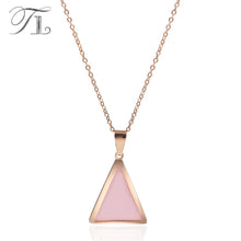 Load image into Gallery viewer, New Simple Ceramic Pendant &amp; Necklace for Women White/Black/Pink Ceramic Stainless Steel Triangle Female Necklace For Wedding