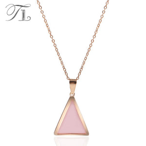 New Simple Ceramic Pendant & Necklace for Women White/Black/Pink Ceramic Stainless Steel Triangle Female Necklace For Wedding