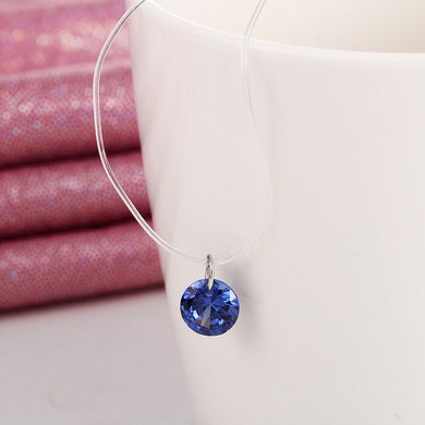 Silver color Dazzling 8mm Zircon Necklace And Invisible Transparent Fishing Line Simple Pendant Necklace Jewelry