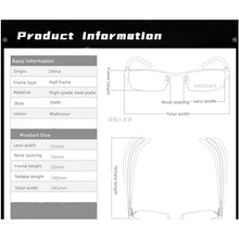 Load image into Gallery viewer, TOLIGHT Men&#39;s High-End Steel Glasses Frame Sports Half-Frame Square Myopia Prescription1077