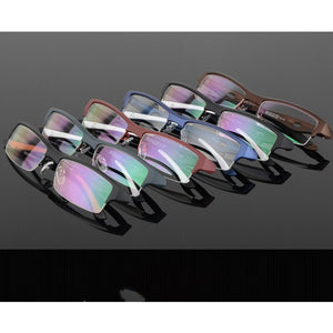 TOLIGHT Men's High-End Steel Glasses Frame Sports Half-Frame Square Myopia Prescription1077