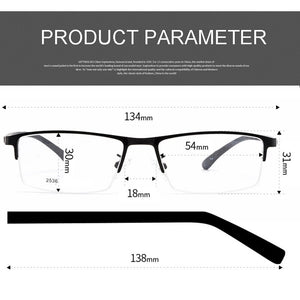 TR-90 Alloy Frame Eye Glasses Men Business Style Half Rim Spectacles with Spring Hinges Optical Eyewear