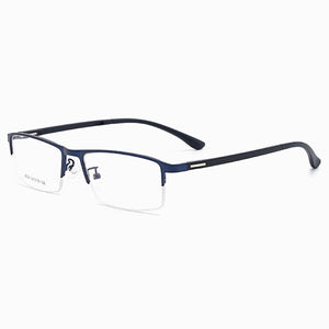TR-90 Alloy Frame Eye Glasses Men Business Style Half Rim Spectacles with Spring Hinges Optical Eyewear
