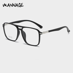 TR Transparent Glasses Frames Men Women Fake Glasses Vintage Big Frame Optical Myopia Eyeglasses  Double Beam Eyewear