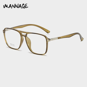 TR Transparent Glasses Frames Men Women Fake Glasses Vintage Big Frame Optical Myopia Eyeglasses  Double Beam Eyewear