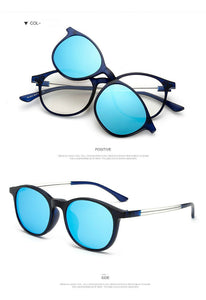 TR90 2 In 1 Magnet Clip on Polarized Sunglasses Retro Round Frame Outdoor UV400 Drving Shades Sun Glasses Myopia Optical Eyewear