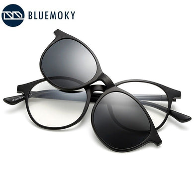 TR90 2 In 1 Magnet Clip on Polarized Sunglasses Retro Round Frame Outdoor UV400 Drving Shades Sun Glasses Myopia Optical Eyewear