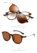 Load image into Gallery viewer, TR90 2 In 1 Magnet Clip on Polarized Sunglasses Retro Round Frame Outdoor UV400 Drving Shades Sun Glasses Myopia Optical Eyewear