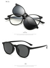 Load image into Gallery viewer, TR90 2 In 1 Magnet Clip on Polarized Sunglasses Retro Round Frame Outdoor UV400 Drving Shades Sun Glasses Myopia Optical Eyewear