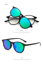 Load image into Gallery viewer, TR90 2 In 1 Magnet Clip on Polarized Sunglasses Retro Round Frame Outdoor UV400 Drving Shades Sun Glasses Myopia Optical Eyewear