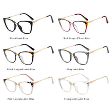 Load image into Gallery viewer, TR90 Anti Blue Light Blocking Cat Eye Glasses Frames Women  Designer Retro Eyeglasses for Ladies Optical Leopard Frame