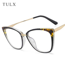 Load image into Gallery viewer, TR90 Anti Blue Light Blocking Cat Eye Glasses Frames Women  Designer Retro Eyeglasses for Ladies Optical Leopard Frame