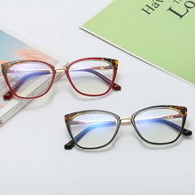 Load image into Gallery viewer, TR90 Anti Blue Light Blocking Cat Eye Glasses Frames Women  Designer Retro Eyeglasses for Ladies Optical Leopard Frame