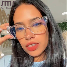 Load image into Gallery viewer, TR90 Anti Blue Light Eyeglasses Women Cat Eye Computer Glasses Small Square Leopard Spring Legs Eyewear UV400 Optical Frames