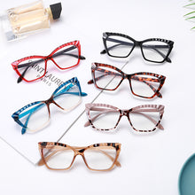 Load image into Gallery viewer, TR90 Anti Blue Light Eyeglasses Women Cat Eye Computer Glasses Small Square Leopard Spring Legs Eyewear UV400 Optical Frames