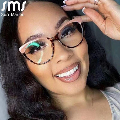 TR90 Cat Eye Anti Blue Light Blocking Optical Eyebrow Glasses Frames Men Women Spring Leg Computer Eyeglasses Shades