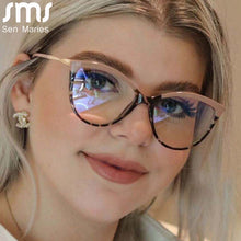 Load image into Gallery viewer, TR90 Cat Eye Anti Blue Light Blocking Optical Eyebrow Glasses Frames Men Women Spring Leg Computer Eyeglasses Shades