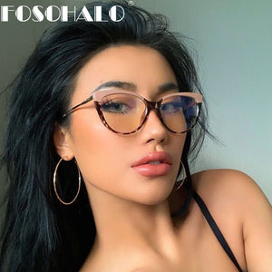 TR90 Cat Eye Anti Blue Light Blocking Optical Eyebrow Glasses Frames Men Women Spring Leg Computer Eyeglasses Shades