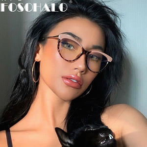 TR90 Cat Eye Anti Blue Light Blocking Optical Eyebrow Glasses Frames Men Women Spring Leg Computer Eyeglasses Shades