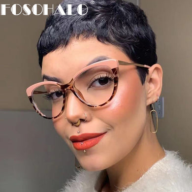 TR90 Cat Eye Anti Blue Light Blocking Optical Eyebrow Glasses Frames Men Women Spring Leg Computer Eyeglasses Shades