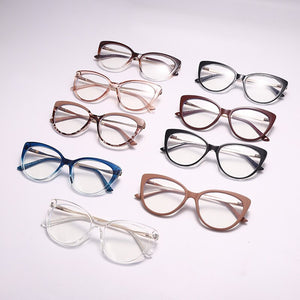 TR90 Cat Eye Anti Blue Light Blocking Optical Eyebrow Glasses Frames Men Women Spring Leg Computer Eyeglasses Shades