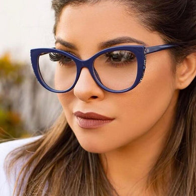 TR90 Clear Glasses Frame Women  Brand Cat Eye Crystal Eyeglasses Female Computer Goggle Shades Square Eyewear Oculos Feminino