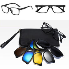 Carica l&#39;immagine nel visualizzatore di Gallery, TR90 Clip On Sunglasses men Magnetic clip Sunglasses women Magnet Clip Optical Myopia glasses Frame with 5 sunglasses lens