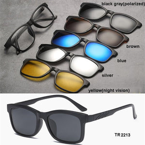 TR90 Clip On Sunglasses men Magnetic clip Sunglasses women Magnet Clip Optical Myopia glasses Frame with 5 sunglasses lens
