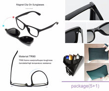 Carica l&#39;immagine nel visualizzatore di Gallery, TR90 Clip On Sunglasses men Magnetic clip Sunglasses women Magnet Clip Optical Myopia glasses Frame with 5 sunglasses lens
