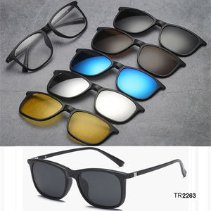 TR90 Clip On Sunglasses men Magnetic clip Sunglasses women Magnet Clip Optical Myopia glasses Frame with 5 sunglasses lens