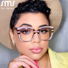 Load image into Gallery viewer, TR90 Computer Glasses Women Oversized Square Anti Blue Light Eyeglasses Leopard Eyewear UV Protection Optical Frames