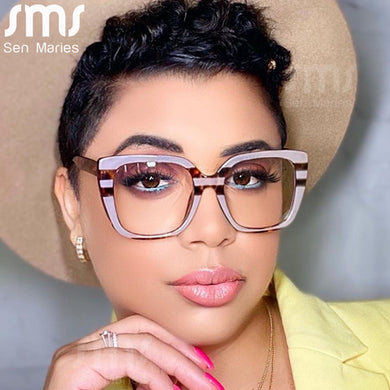 TR90 Computer Glasses Women Oversized Square Anti Blue Light Eyeglasses Leopard Eyewear UV Protection Optical Frames