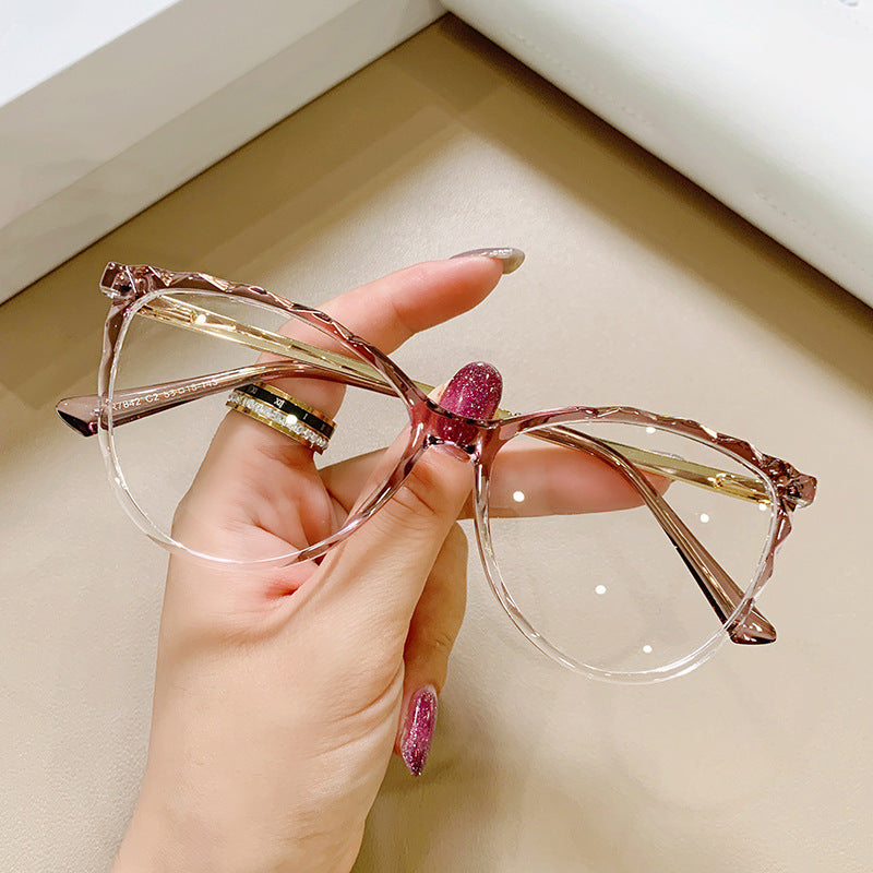 TR90 Metal Computer Goggles Frame Elegant Glasses Ladies Myopia Anti-Blue Glasses Transparent Driving Traveling Goggles