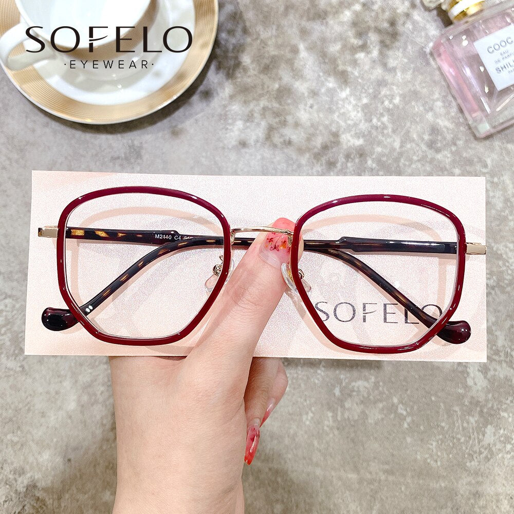 Optical Prescription Glasses Frame Women Clear Anti Blue Light Eyeglasses Frame Ladies Myopia Computer Spectacles