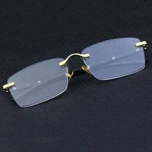 Load image into Gallery viewer, TR90 Rimless Reading Glasses Woman Natural Crystal Stone Lens Hyperopia Presbyopia Myopia Glasses Man UV400 Anti Eye Dry