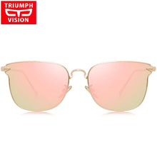 Carica l'immagine nel visualizzatore di Gallery, TRIUMPH VISION Occhiali da sole Cat Eye a specchio rosa Occhiali da sole da donna Occhiali da sole per donna Oculos Feminino in metallo