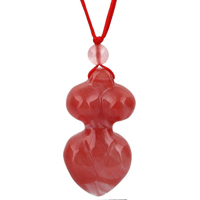 Cherry Quartz Crystal Mother Earth Spiral Goddess Pendant Necklace,Healing Jewelry