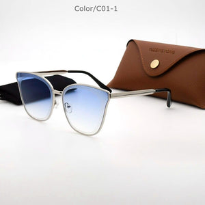 TUZENGYONG 2023 Cat Eye Sunglasses Metal Frame Glasses Brand Design Lady Gradient Sun Glasses UV400 To Prevent Glare