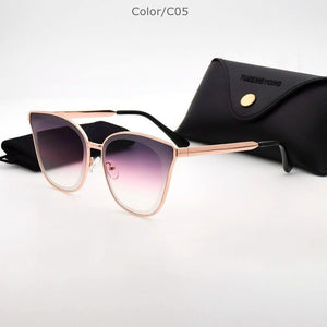TUZENGYONG 2023 Cat Eye Sunglasses Metal Frame Glasses Brand Design Lady Gradient Sun Glasses UV400 To Prevent Glare