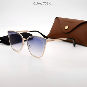 TUZENGYONG 2023 Cat Eye Sunglasses Metal Frame Glasses Brand Design Lady Gradient Sun Glasses UV400 To Prevent Glare
