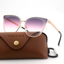 Load image into Gallery viewer, TUZENGYONG 2023 Cat Eye Sunglasses Metal Frame Glasses Brand Design Lady Gradient Sun Glasses UV400 To Prevent Glare