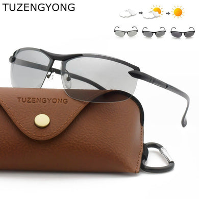 TUZENGYONG Occhiali da sole fotocromatici senza montatura in lega da uomo polarizzati occhiali da guida giorno e notte camaleonte antiriflesso gafas de sol 
