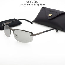 Carica l&#39;immagine nel visualizzatore di Gallery, TUZENGYONG Occhiali da sole fotocromatici senza montatura in lega da uomo polarizzati occhiali da guida giorno e notte camaleonte antiriflesso gafas de sol 