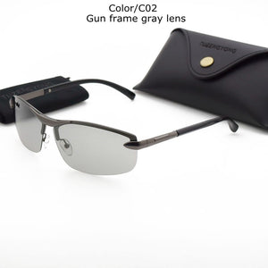 TUZENGYONG Occhiali da sole fotocromatici senza montatura in lega da uomo polarizzati occhiali da guida giorno e notte camaleonte antiriflesso gafas de sol 