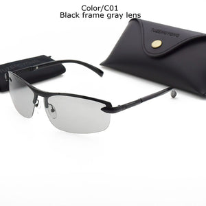 TUZENGYONG Occhiali da sole fotocromatici senza montatura in lega da uomo polarizzati occhiali da guida giorno e notte camaleonte antiriflesso gafas de sol 