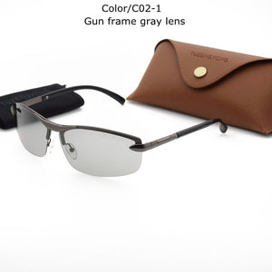 TUZENGYONG Occhiali da sole fotocromatici senza montatura in lega da uomo polarizzati occhiali da guida giorno e notte camaleonte antiriflesso gafas de sol 