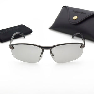 TUZENGYONG Occhiali da sole fotocromatici senza montatura in lega da uomo polarizzati occhiali da guida giorno e notte camaleonte antiriflesso gafas de sol 